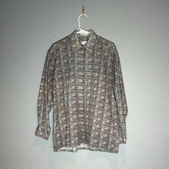 Pierre Cardin Vintage Patterned Long Sleeve Button Down Collared Shirt Sz M - Picture 4 of 7